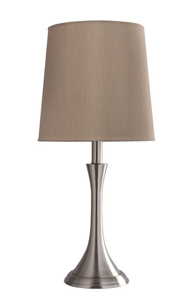 Bright Star Lighting - Satin Chrome Table Lamp With Hessian Colour Fabric Shade