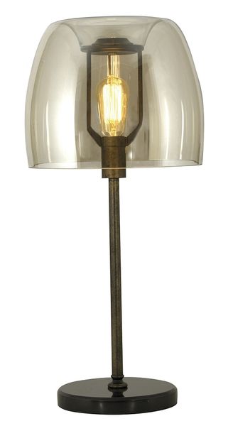 Bright Star Lighting - Metal Table Lamp With Cognac Colour Glass
