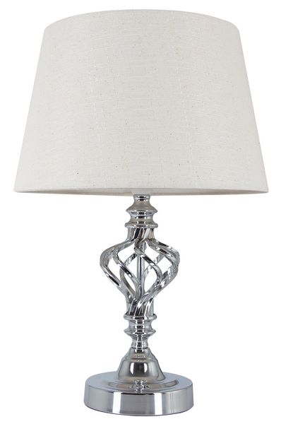 Bright Star Lighting - Polished Chrome Table Lamp With Cream Fabric Shade
