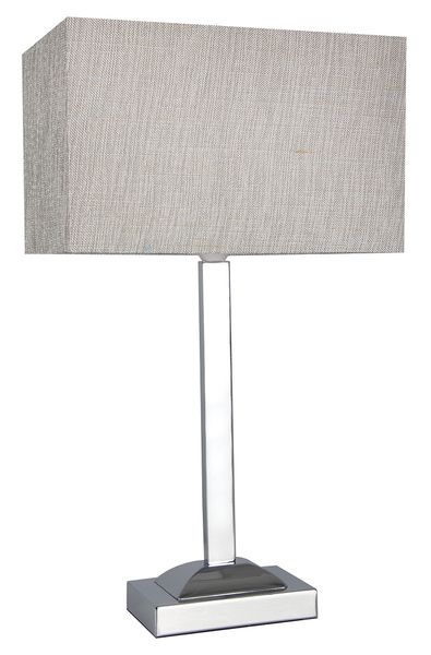 Bright Star Lighting - Polished Chrome Table Lamp With Champagne Fabric Shade