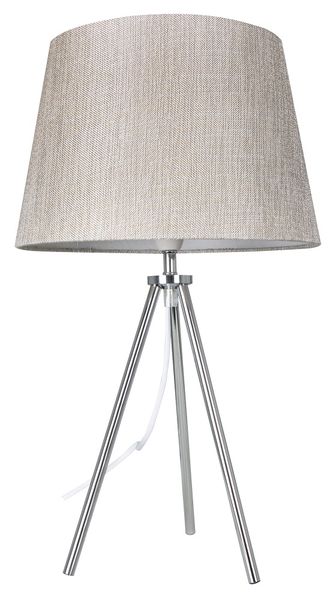 Bright Star Lighting - Polished Chrome Table Lamp With Champagne Fabric Shade