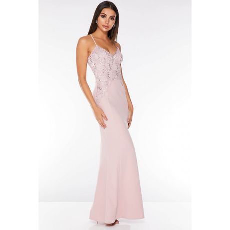 quiz blush pink sequin lace maxi dress