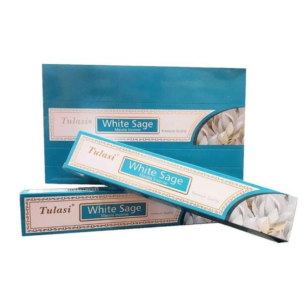 Tulasi White Sage Premium Incense - Box of 12 Tubes