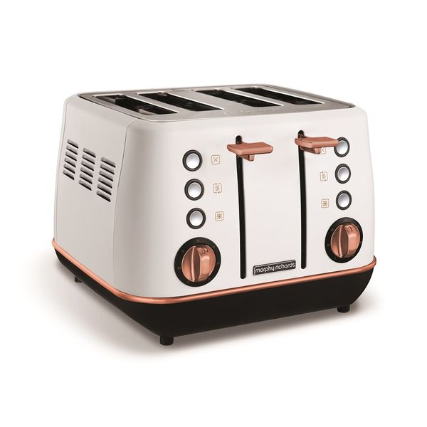 Morphy Richards - Toaster 4 Slice Steel White - 1800W "Evoke Rose Gold