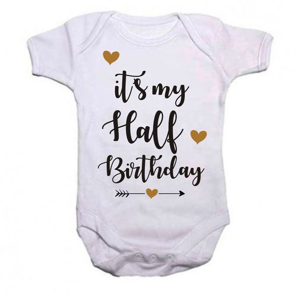 Qtees Africa It's my half Birthday SS baby grow