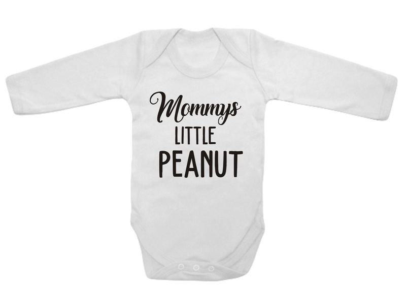 Qtees Africa Mommy's little peanut LS baby grow