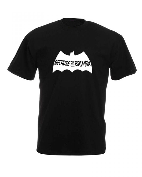 JuiceBubble Because I'm Batman Mens T-Shirt - Black