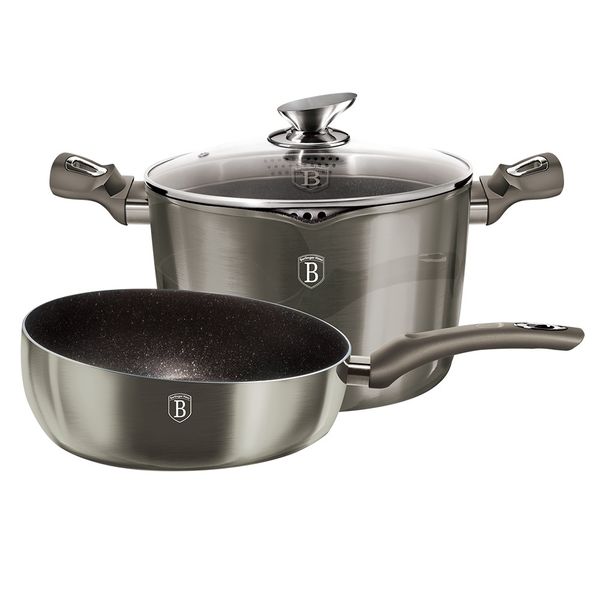 Berlinger Haus 3-Piece Marble coating Cookware Set - Carbon Metallic