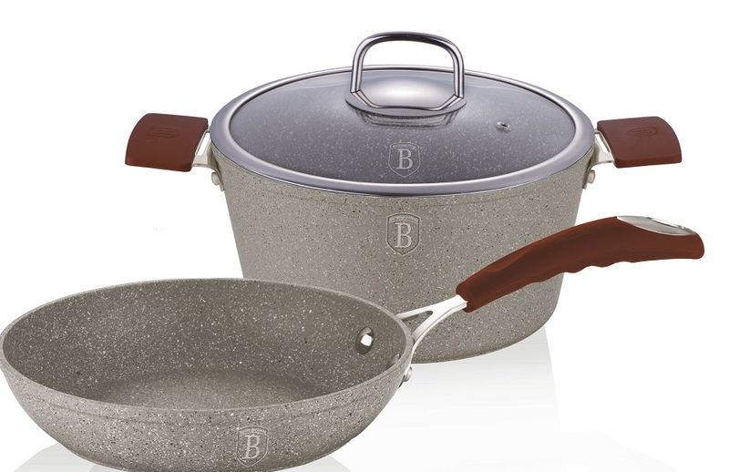Berlinger haus 3-piece Stone Touch Line Cookware Set - Beige &amp; Brown