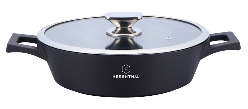 Herenthal 32 cm Greblon C3+ Non-Stick Coating Low Casserole - Silver