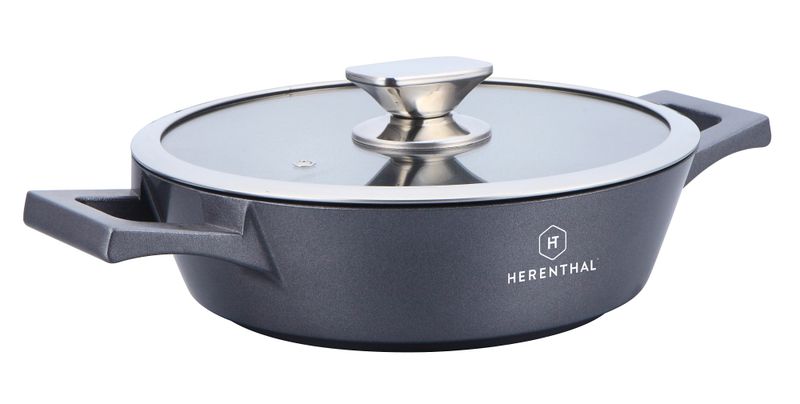 Herenthal 28cm Greblon C3+ Non-Stick Coating Casserole - Silver