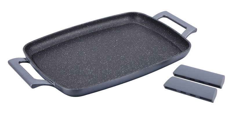 Herenthal 47 cm Greblon C3+ Non-Stick Coating Grill Plate - Silver