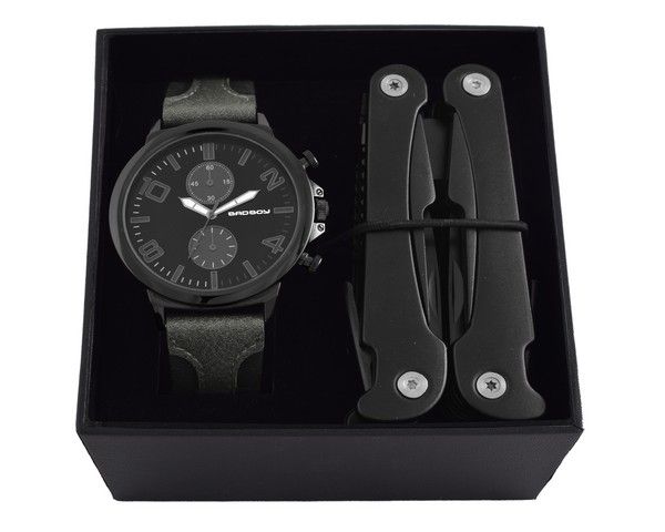 Bad Boy Men's Stealth Analogue Watch Set - Black