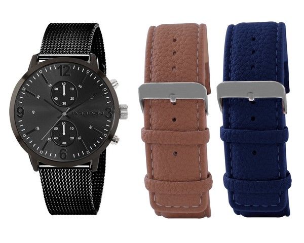 Bad Boy Men's Utility Watch &amp; Interchangeable Strap Set - Gun Metal