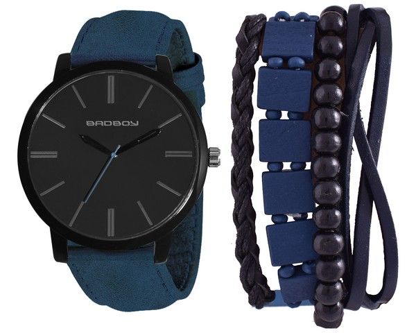 Bad Boy Men's Flint Watch &amp; Bracelet Set - Blue