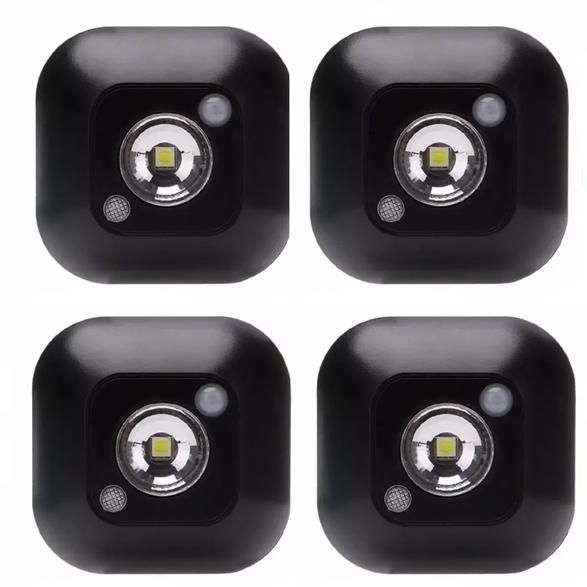 4 Pack PIR Infrared Motion photosensitive LED auto night light Black