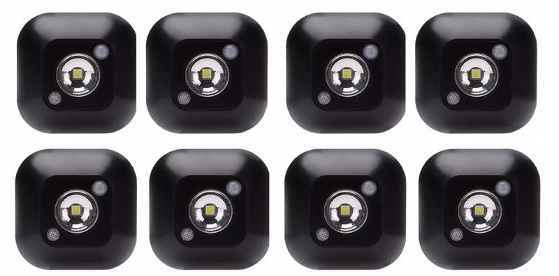 8 Pack PIR Infrared Motion photosensitive LED auto night light - Black
