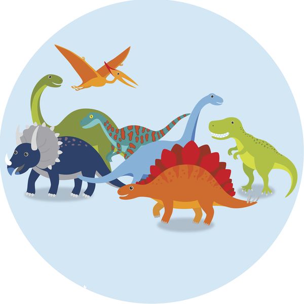 Waltex Kiddies Round Dino Rug