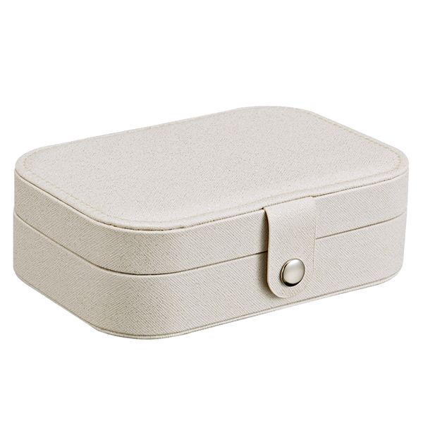 Portable Two-layer Leather Travel Jewelry Box - White