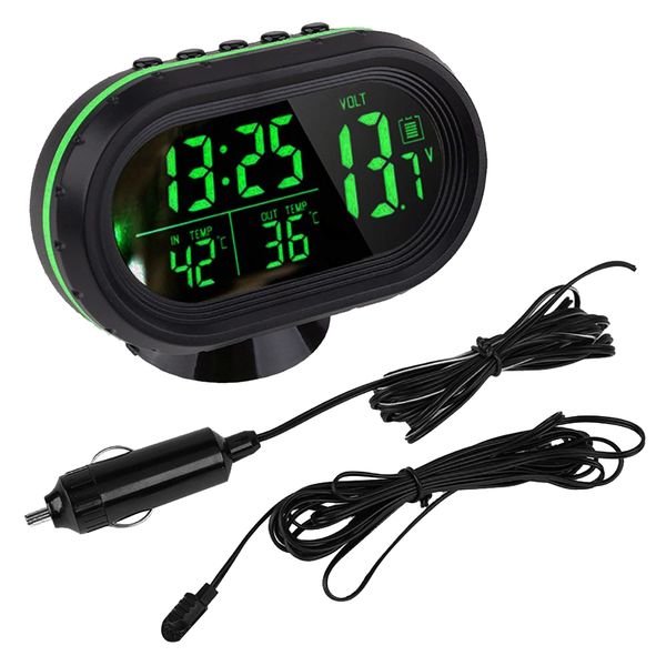 4 In 1 Digital Car Thermometer Voltage Meter Luminous Clock