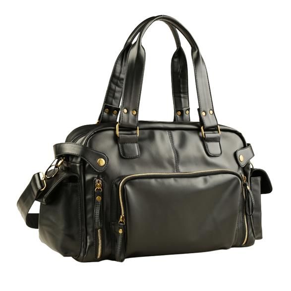 Large-capacity Men's PU Leather Casual Messenger Bag - Black
