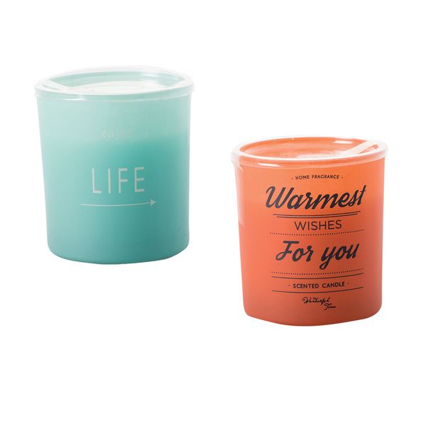 Candle in Holder Glass with Words 8cm - Scented