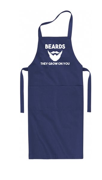 Qtees Africa Beards They Grow On You Navy Apron image