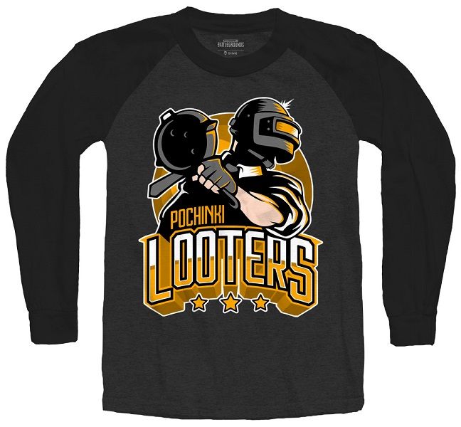 Pubg: Pochinki Looters Raglan Mens Long Sleeve- Charcoal/Black