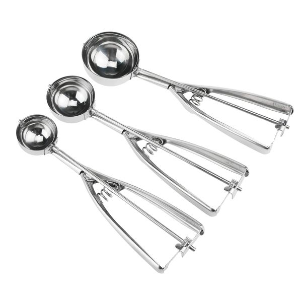 Stainless Steel Ice Cream Scoop with Trigger - Set of 3