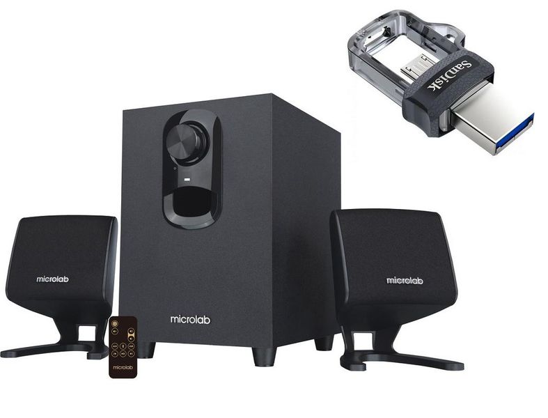 Microlab M108BT 2.1 Bluetooth Speaker With USB Port &amp; 32GB Dual Flash Drive