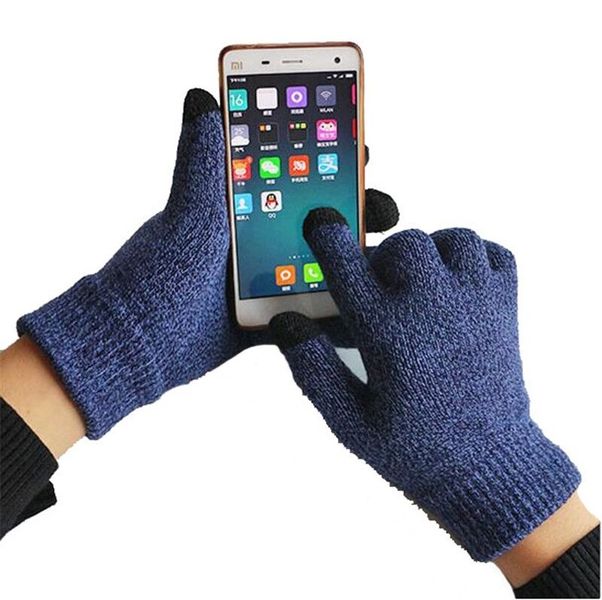 TUFF-LUV Three Finger Touch Screen Woolen Gloves - Blue