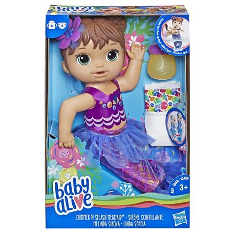 baby alive mermaid brown hair