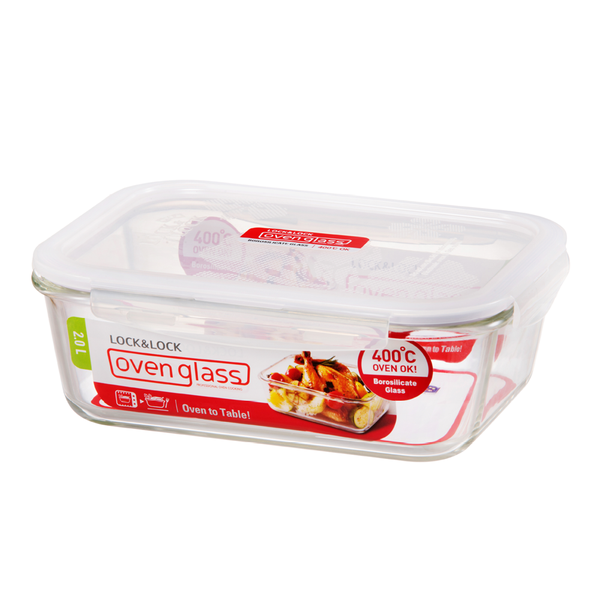 Euro Glass Container Rectangular - 2 Litre