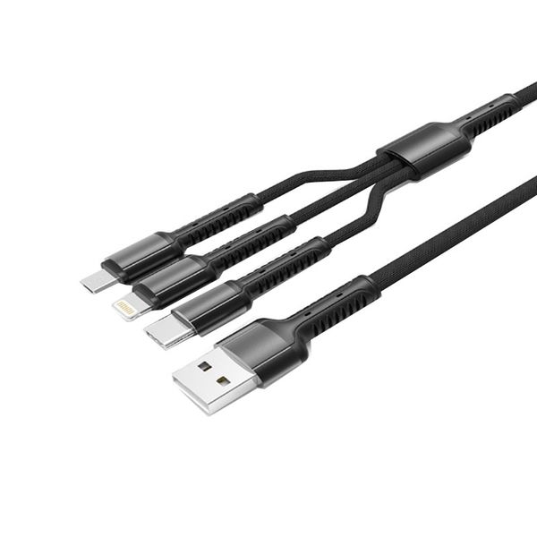 LDNIO 3-in-1 Fast Charging Cable for Type-C, Micro-USB &amp; Lightning (1.2M)