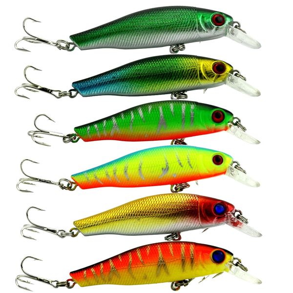 HENGJIA 6pc Minnow Lures 8.5cm, 8.9g Each