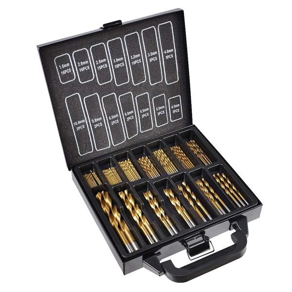 HSS Metric 1.5-10mm Titanium Coated Drill Bit Set - 99 Piece