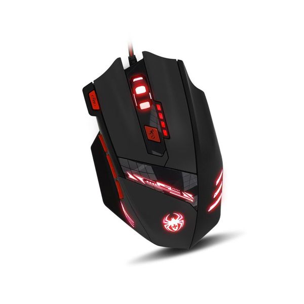 Zelotes T90 8000 DPI 8 Button Multi Colour USB Wired Gaming Mouse - Black