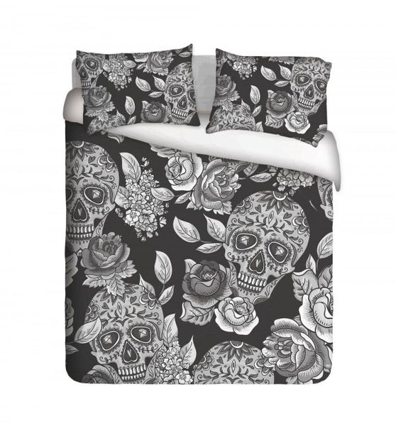 Sugar Skulls and Roses Duvet Cover Set By Imaginate