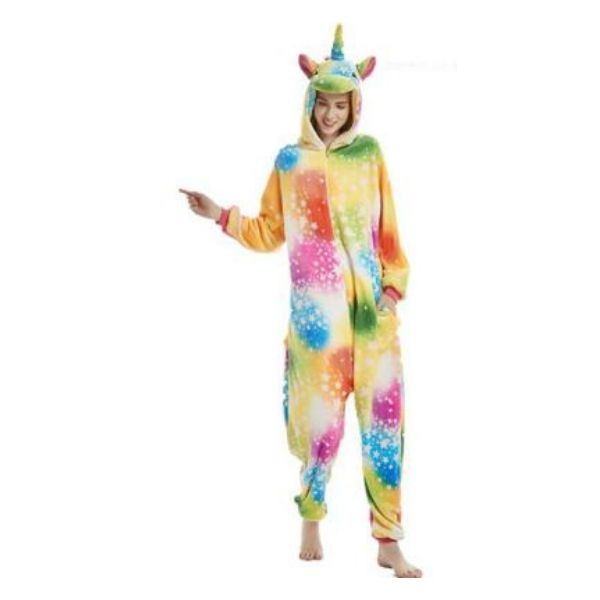 Iconix Pink Starry Unicorn Onesie for Adults - Small