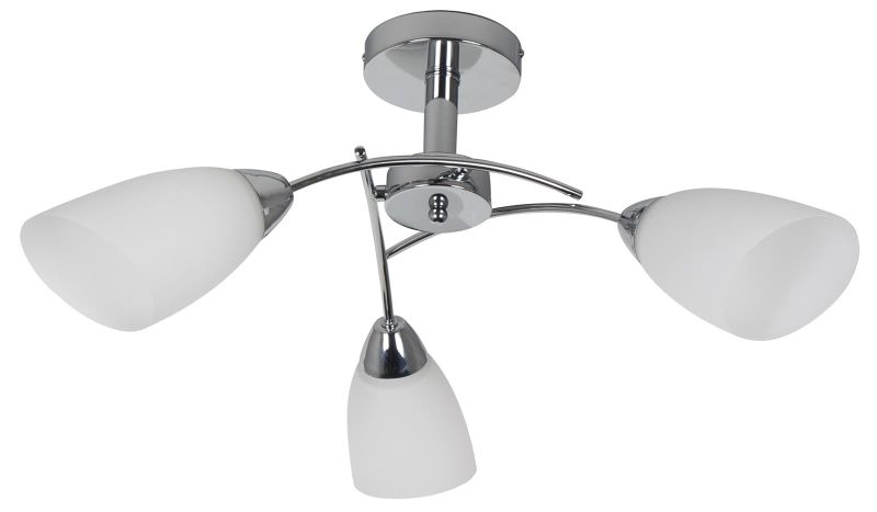 Chandelier Polished Chrome White Glass 3 Lights - Bright Star Lighting
