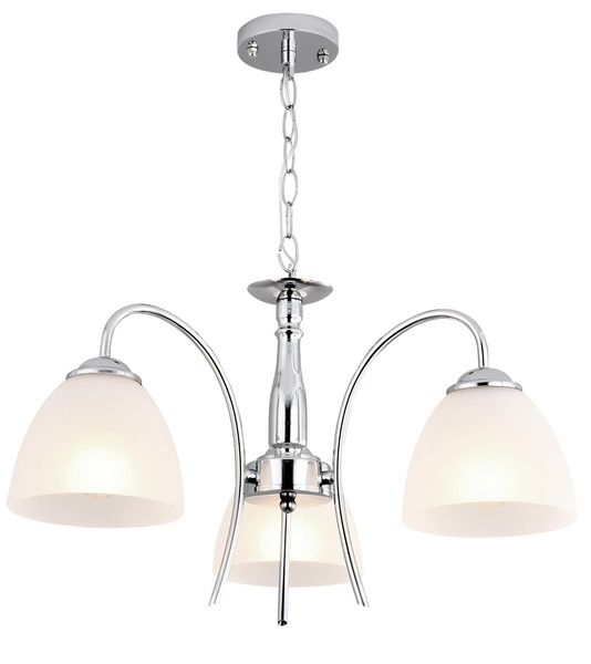 Polished Chrome Chandelier Frosted Glass 3 Lights - Bright Star Lighting