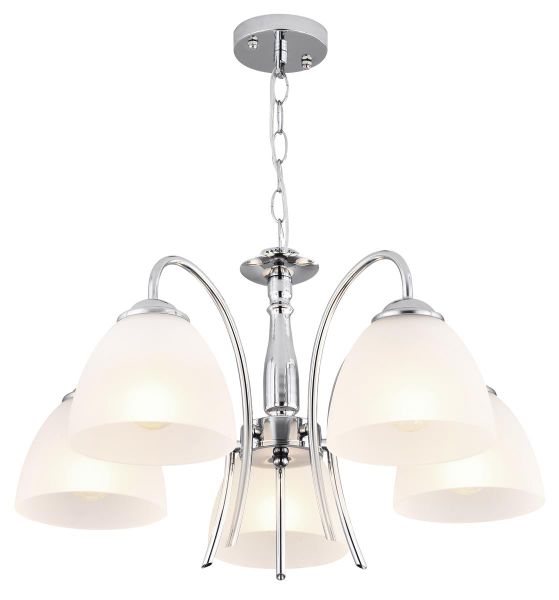 Polished Chrome Chandelier Frosted Glass 5 Lights - Bright Star Lighting