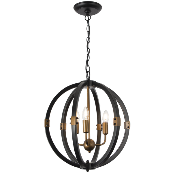 3 Light Black and Gold Chandelier
