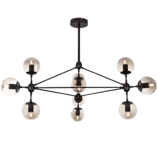 Matt Black Chandelier with Champagne Colour Glass