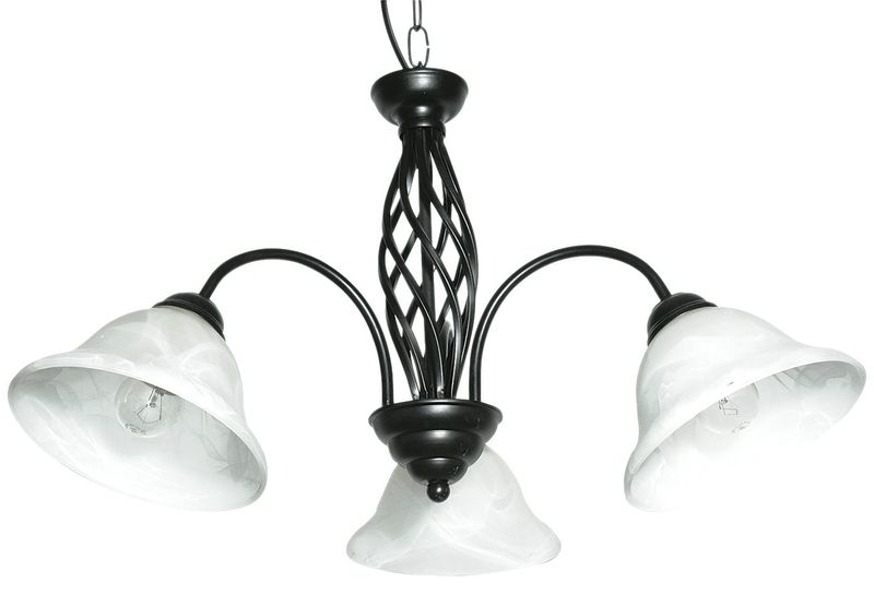 Metal Chandelier with Alabaster Glass 3 Lights - Bright Star Lighting