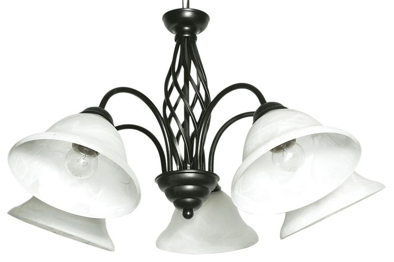 Metal Chandelier with Alabaster Glass 5 Lights - Bright Star Lighting