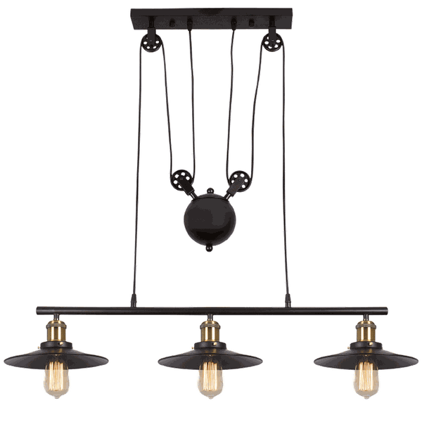 Matt Black Pendant with Pully Cord