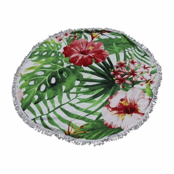 Republic Sourcing Beach Towel Round Tropical Palm Leave &amp; Floral Printed