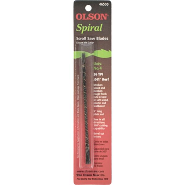 Olson Scroll Saw Bl. 5" 125mm 36Tpi Spiral Cut Wood Plain End 6Pc