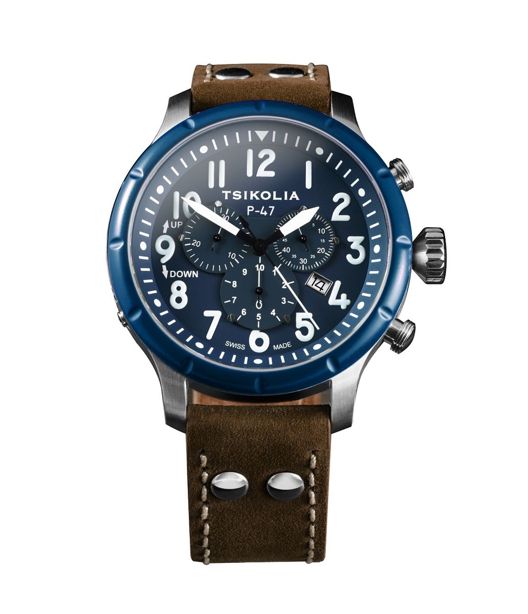 TSIKOLIA P47 Limited Edition Swiss Made Men's Leather Watch - Red
